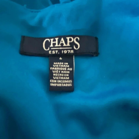 CHAPS Maxi full length slinky V-Neck dress. Size 4. Bright teal blue. NWT - Picture 9 of 11